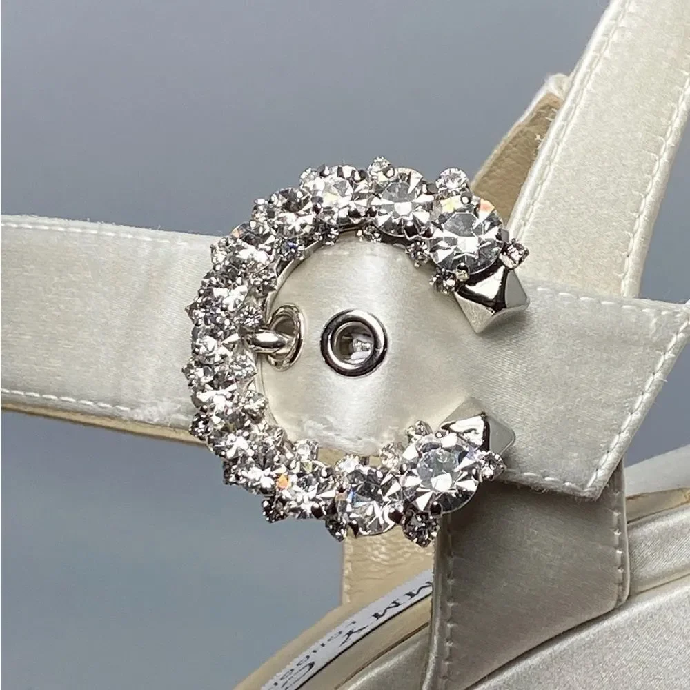 Jimmy Choo Mirabelle Satin Wedge Sandals size 38